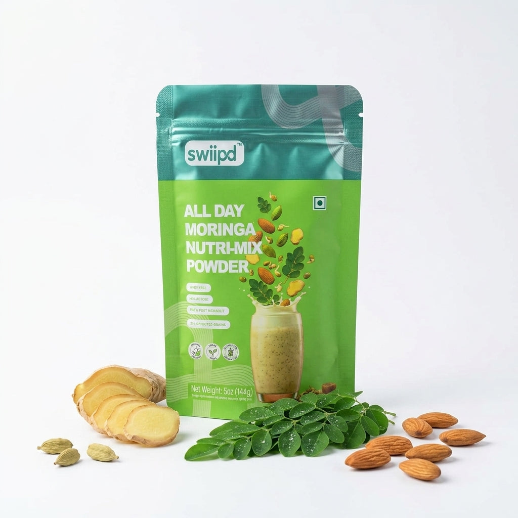 SWIIPD sprouted grain moringa health drink mix sweetened with palm jaggery