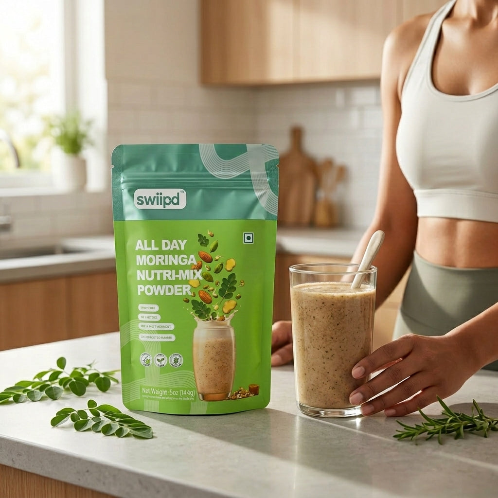 SWIIPD whey-free plant protein drink with 21 sprouted grains and moringa