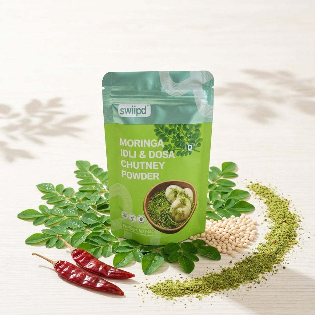 SWIIPD moringa chutney powder with idli and dosa